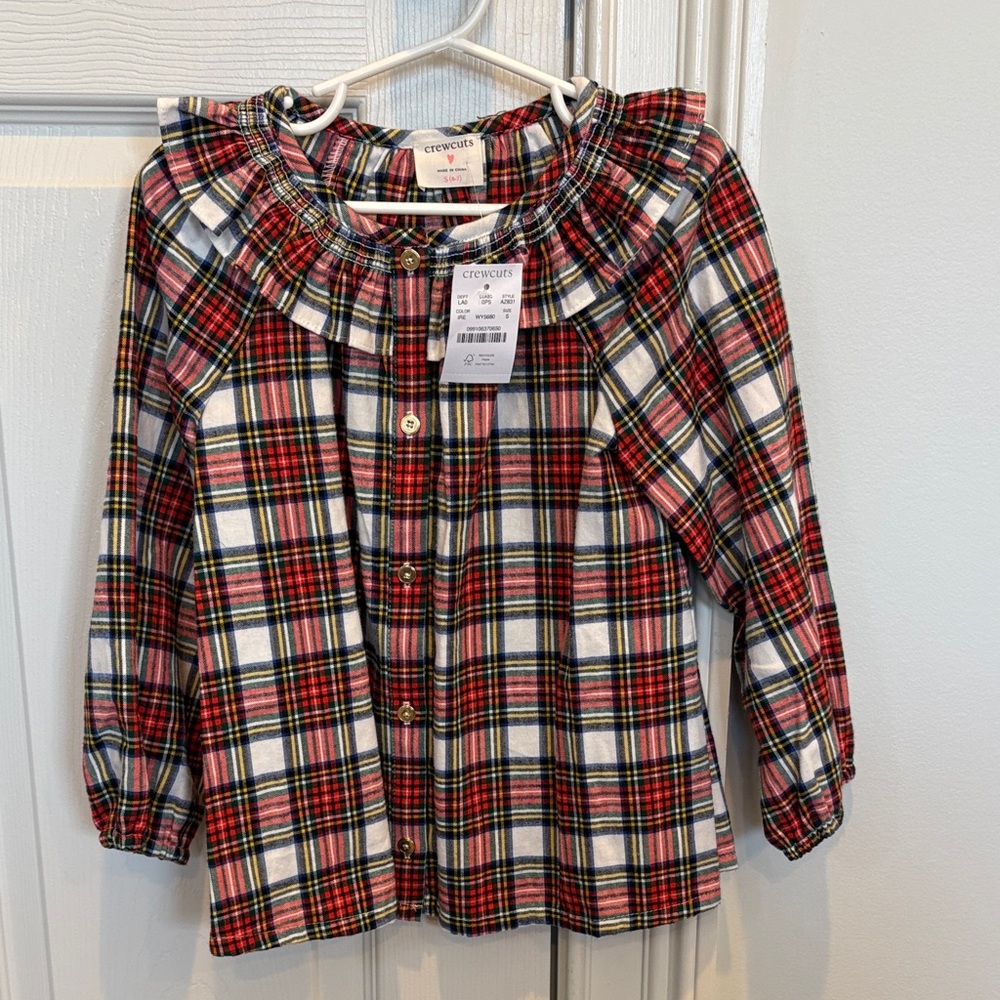 NWT Crewcuts Size 6-7 Plaid Button-Down Shirt for Kids